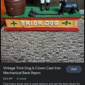 Vintage Trick Dog Cast Iron Mechanical Bank